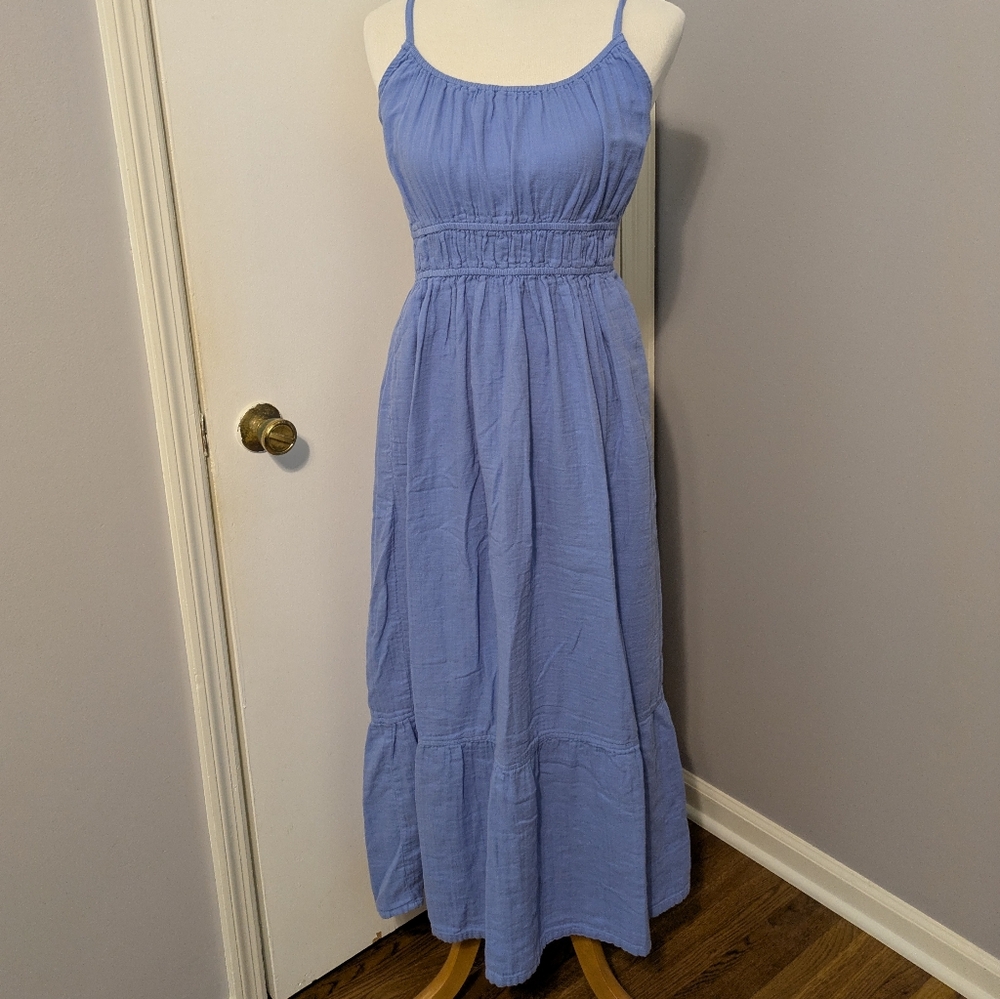 Pact Organic Coastal Double Gauze Cami Light Blue Maxi Dress